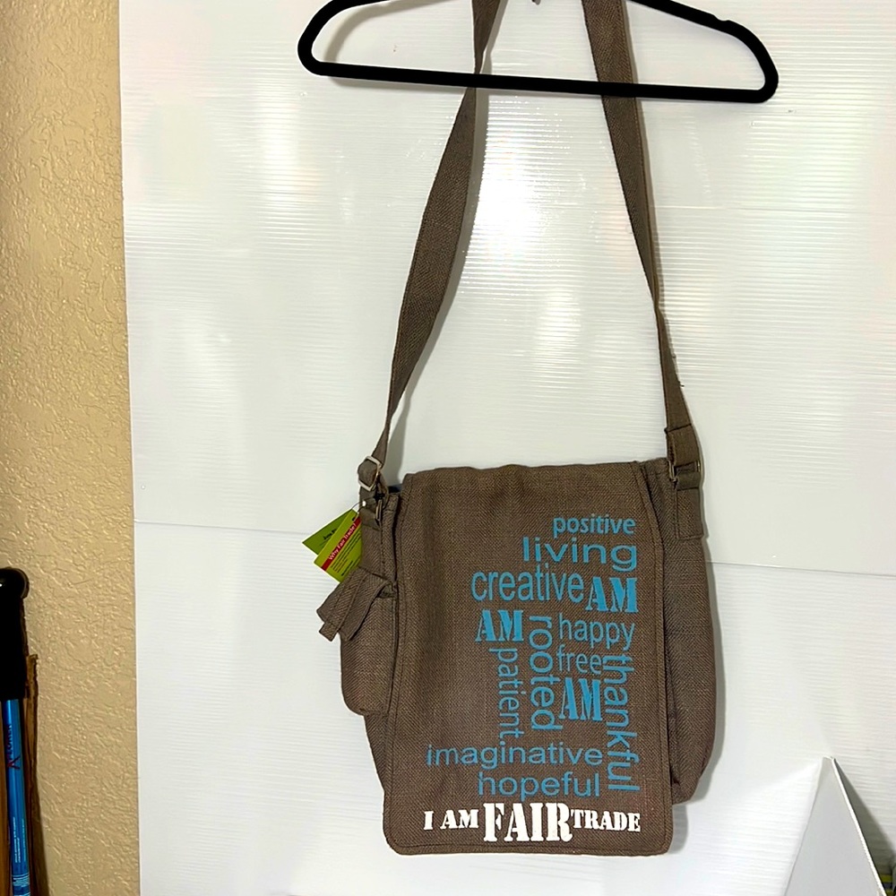 Crossbody bag gray jute fair trade New